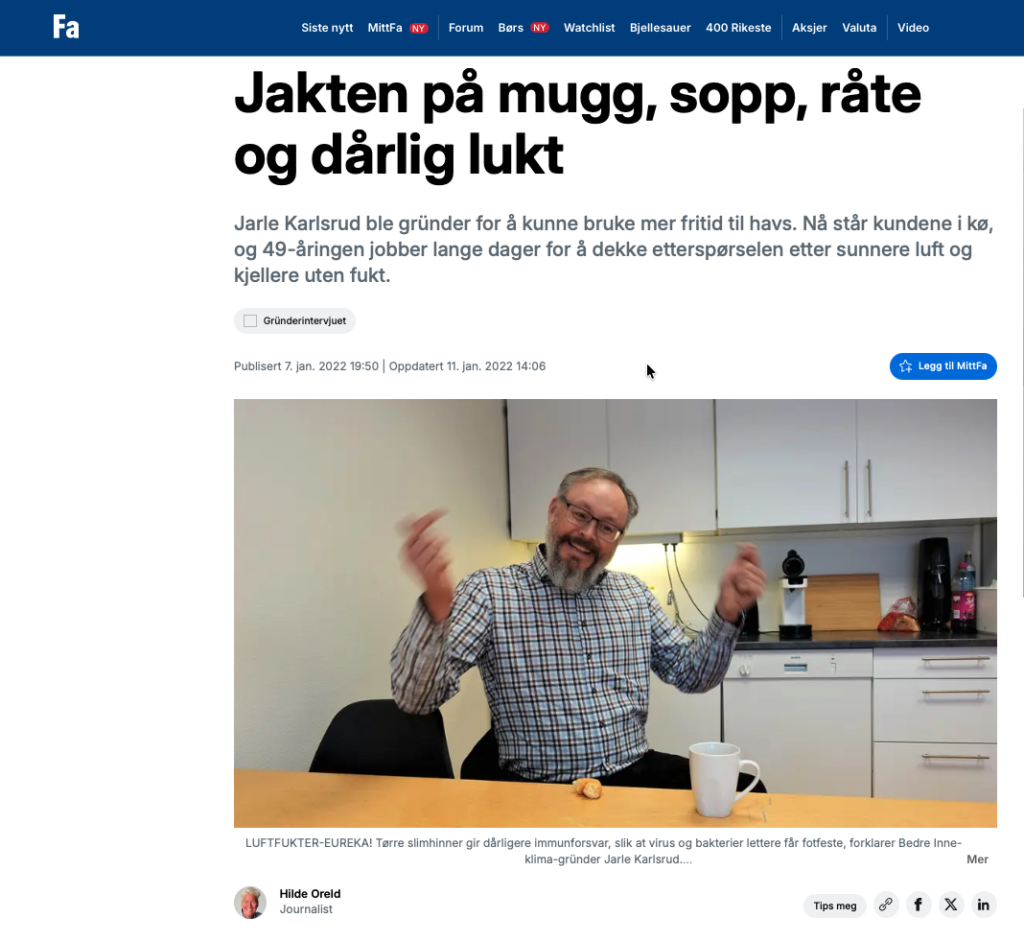 media cover jarle karlsrud founder bedre inneklima